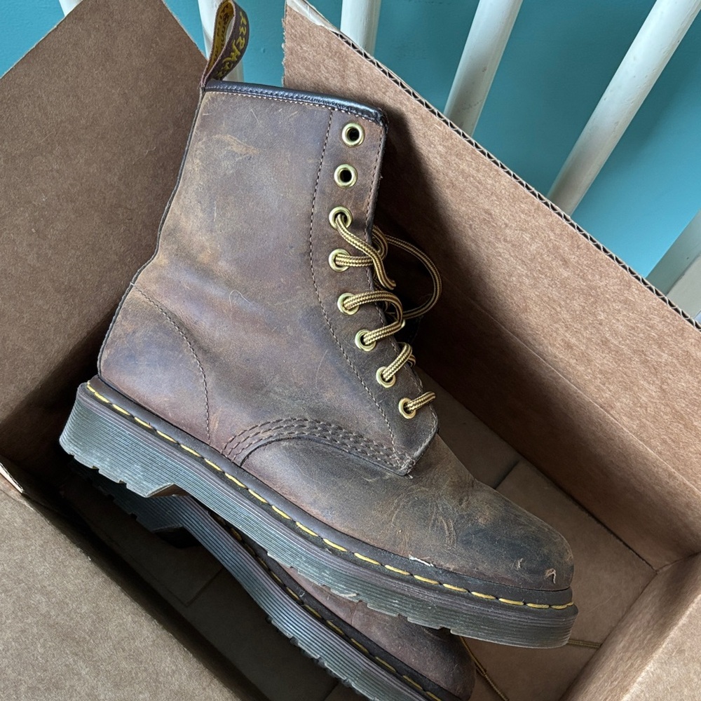 Dr. Martens, Women's Maple Steel Toe Light Industry Boots
